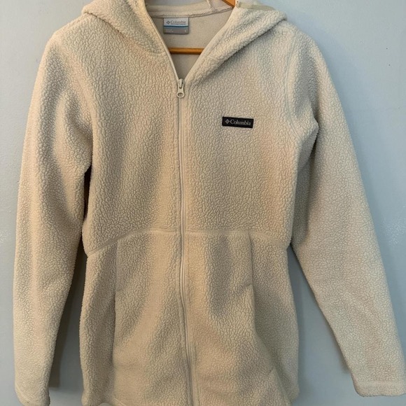 Cream Columbia Long Fleece Hoodie - Picture 1 of 6